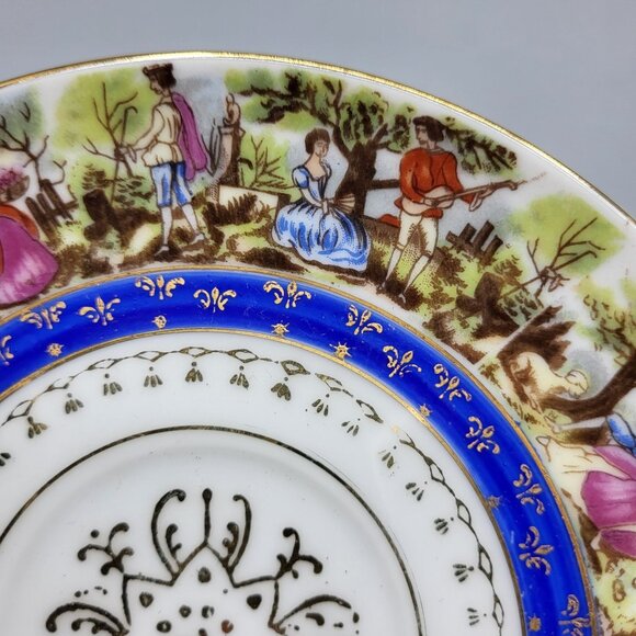 Vtg Royal Carlton Japan Porcelain Tea Cup Saucer Set Gold Handle Trim Victorian - Picture 12 of 14